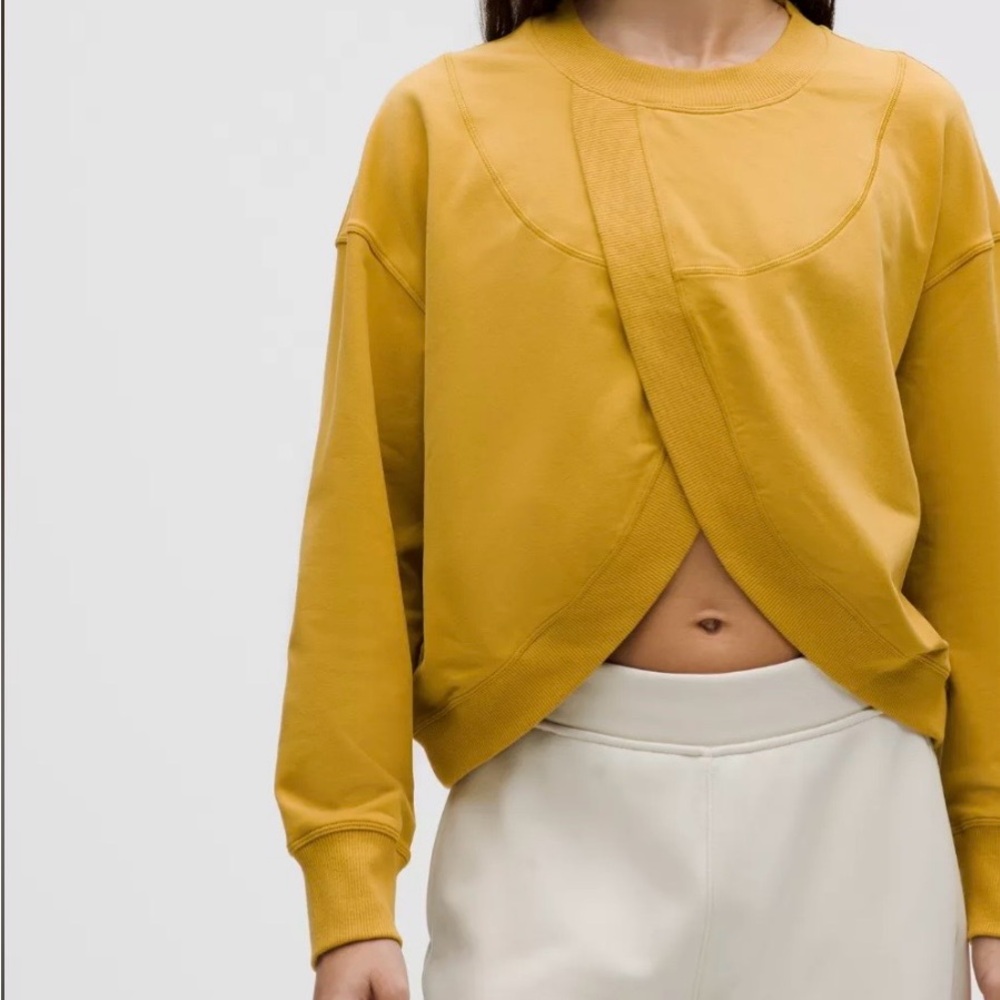 lululemon athletica Mustard Yellow Cropped Wrap-Front Long Sleeve Sweatshirt